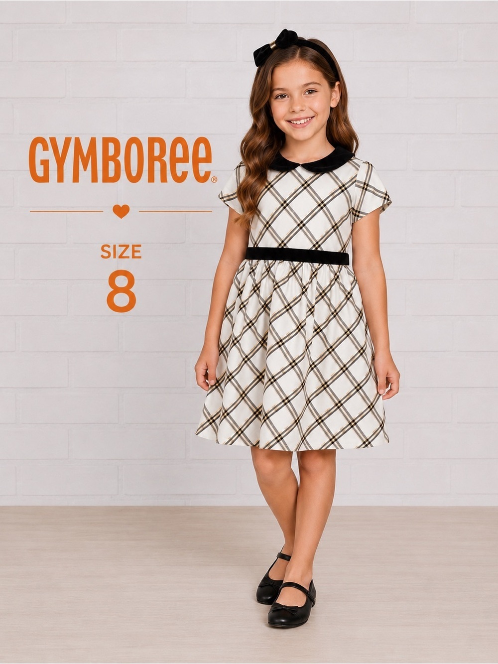 Gymboree Girls Plaid Party Dress Size 8 Peter Pan Collar Holiday Dress